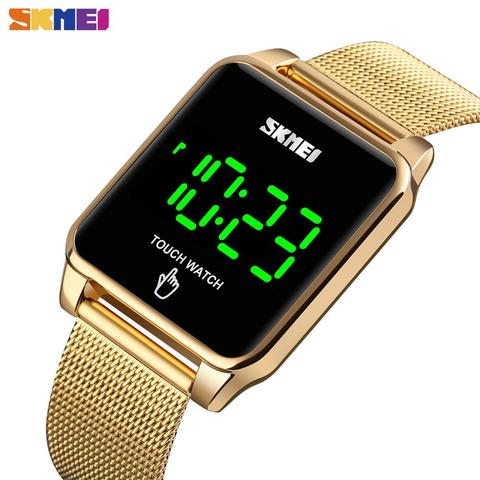 SKMEI LED Touch Watch Men Curved Mirro Design Wristwatch Mens Waterproof Stainless Steel Hour Fashion Digital reloj hombre 1532 ► Photo 1/6