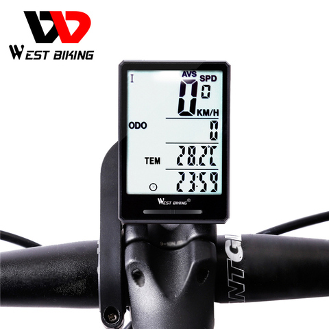 West Biking Wireless Bike Computer Speedometer Odometer Rainproof Bike Measurable Temperature Stopwatch Cycling Bicycle Computer ► Photo 1/6
