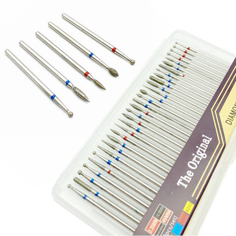 30pcs/Set Dental Diamond burs Nail Drill Bit Milling Cutter Rotary Bur Clean Files Electric Machine Nail Art Manicure Tools ► Photo 1/6