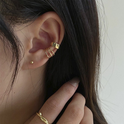 Korean Fashion Small Ear Cuff Set Earring For Women Gold Earpads Stackable Cartilage Clip On Earrings No Pierced Punk Jewelry ► Photo 1/6