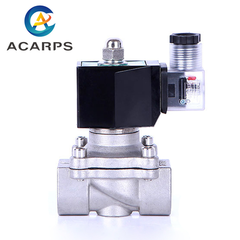 2/2  Normally Closed 12v Electric Solenoid Valve Water 24v 230v 24  1/2  3/4 Stainless Steel IP65 DIN Coil High Temperature ► Photo 1/6