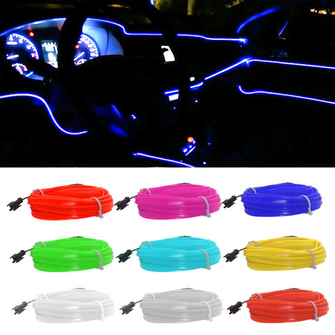 1M/3M/5M Flexible Car Interior Lighting LED Strip Garland Wire Rope Tube Line  Neon Light With Cigarette Drive controller ► Photo 1/6