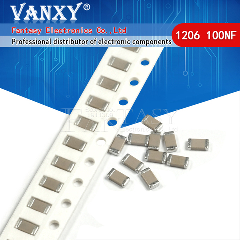 100pcs 100NF X7R Error 10% 50V 0.1UF 104 1206 smd capacitor ► Photo 1/3