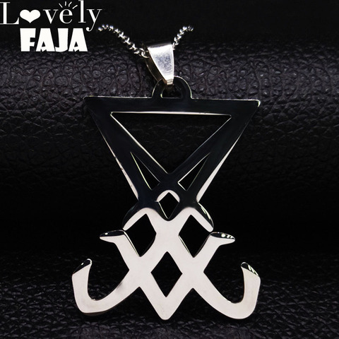 Sigil Church of Satan Stainless Steel Necklace Men Seal of Lucifer LaVey Hidden Devil Necklace Jewelry colgante hombre N641S03 ► Photo 1/6