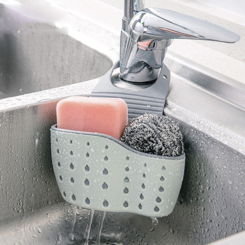 1Pcs Kitchen Accessories Utensils Organizer Adjustable Snap Sink Soap Sponge Holder Kitchen Hanging Drain Basket Kitchen Gadgets ► Photo 1/6