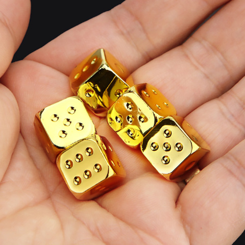 13*13mm Dice 5 PCS/Set Gold/Silver Metal Funny Dice  Standard Six Sided Decider Board Game Acessorios ► Photo 1/6