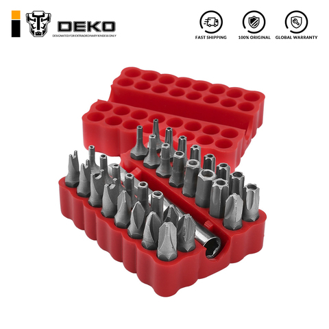 DEKO PT008 33pcs Security Bit Set with Magnetic Extension Bit Holder Tamper Proof Torq Torx Hex Star Screwdriver Bits Set ► Photo 1/5