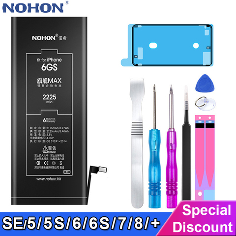 NOHON High Capacity Original Battery For iPhone 6S 6 7 8 Plus 5 5S 5C SE Replacement Bateria Mobile Phone Battery + Free Tools ► Photo 1/6