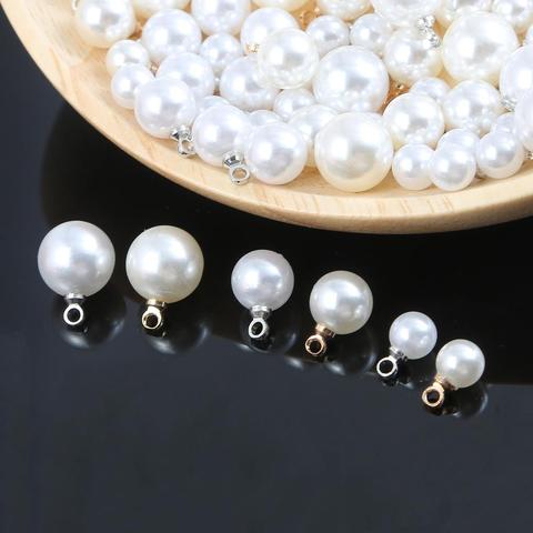 20pcs/lot Imitation Pearl Beads Crimp End Beads Round Charms Pendant For Jewelry Making DIY Earrings Findings Accessories ► Photo 1/6