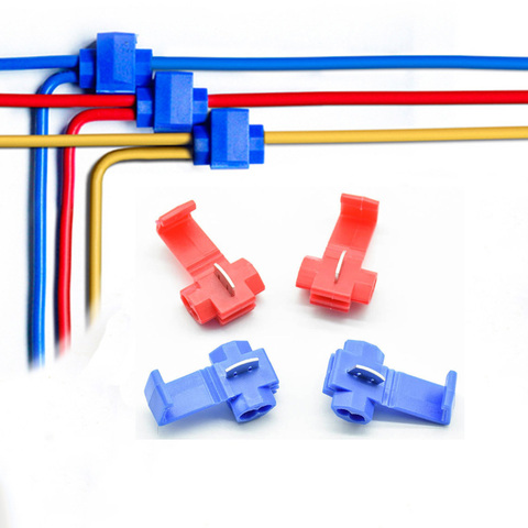 20pcs/10pcs 2 Pin T Shape Wire Cable Connectors Terminals Crimp Scotch Lock Quick Splice Electrical Car Audio Kit Tool red blue ► Photo 1/4