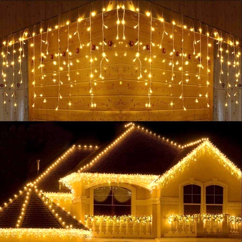5M Christmas Garland LED Curtain Icicle String Lights Droop 0.4-0.6m AC 220V Garden Street Outdoor Decorative Fairy Light ► Photo 1/6