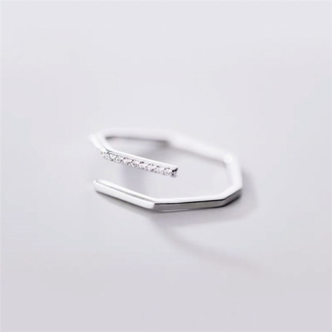 Sole Memory Cool Cute Zircon Geometry Polygon 925 Sterling Silver Female Resizable Opening Rings SRI574 ► Photo 1/5
