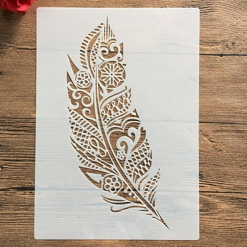 A4 29 * 21cm feather DIY Stencils Wall Painting Scrapbook Coloring Embossing Album Decorative Paper Card Template,wall ► Photo 1/5