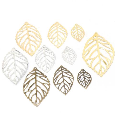 100pcs Craft Hollow Gold Charm Leaves Pendant Jewelry Accessories  Filigree Jewelry Making For Earring Pendant ► Photo 1/6