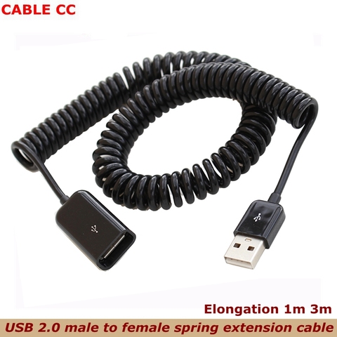 USB 2.0 extension cable male to female extension cable high speed USB 2.0 cable laptop extension cable USB 2.0 spring cable 3m ► Photo 1/5