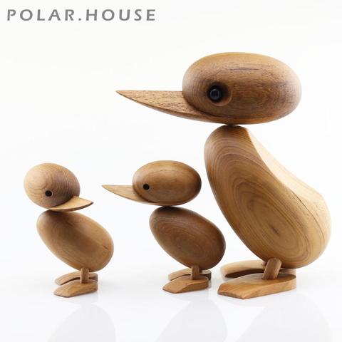 Famous Wooden Duck Figurines Home Decor Crafts Room Decoration Wood Dolls Duck Mom and Baby Miniatures Nordic Designs Gifts Toys ► Photo 1/6