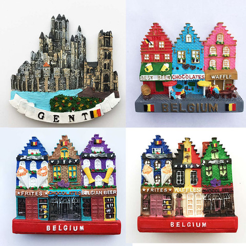 Belgium Ghent Landmark Building fridge magnets Tourism souvenir Painted Magnetic Refrigerator Stickers Collection Decoration ► Photo 1/5