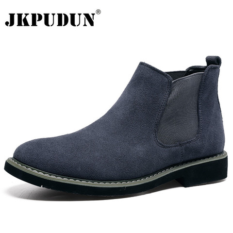 Vintage Men Chelsea Boots Suede Leather Western Ankle Boots Men Warm Fur Winter Snow Boots Casual Shoes Motorcycle Cowboy Botas ► Photo 1/6