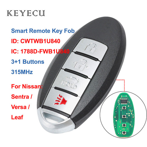 Keyecu CWTWB1U840 Smart Car Remote Key Fob 4 Buttons 315MHz for Nissan Sentra 2013-2022 Versa 2013-2022 Leaf 2013-2016 TWB1U840 ► Photo 1/6