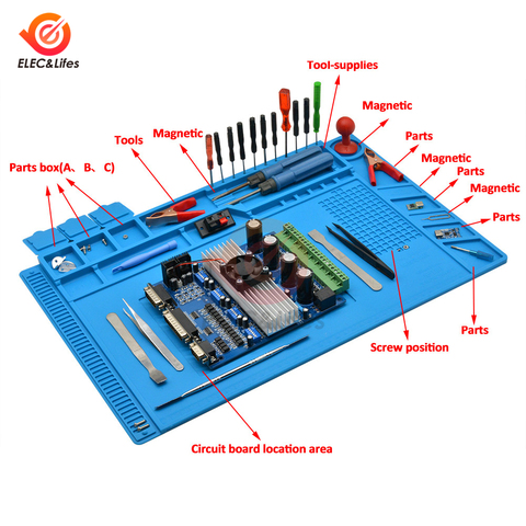 ESD Heat Insulation Working Mat BGA Soldering Station Iron Phone Computer Repair Mat Magnetic Heat-resistant Insulator Platform ► Photo 1/6