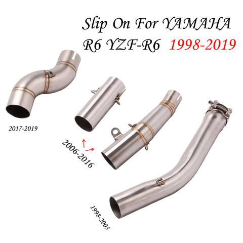 Slip On For Yamaha R6 1998 - 2005 YZF-R6 2006 - 2022 Motorcycle Exhaust Modified Connection Middle Link Pipe 51mm 60mm ► Photo 1/6