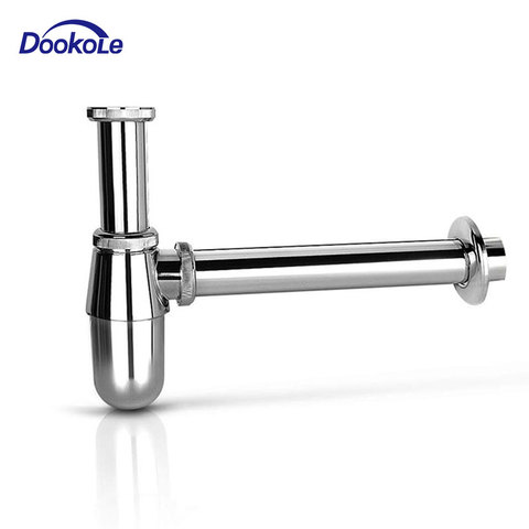 Bathroom Basin Bottle Trap Brass Waste Pipe Adjustable Height, Basin Sink Waste P-Trap Drain Tube Kit Chrome Finished ► Photo 1/6