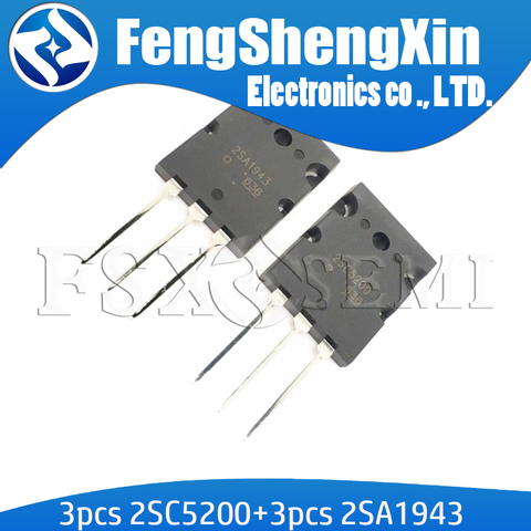 6pcs 2SC5200 2SA1943 TO-3P Audio amplifier IC 3pair ( 3PCS C5200 + 3PCS A1943 ) TO-247 ► Photo 1/1