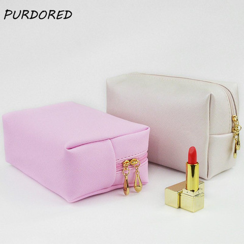 PURDORED 1 pc Solid Makeup Bag Travel Women Cosmetic Bag Toiletry Bag Beauty Case maquiagem neceser kosmetyczka Dropshipping ► Photo 1/6