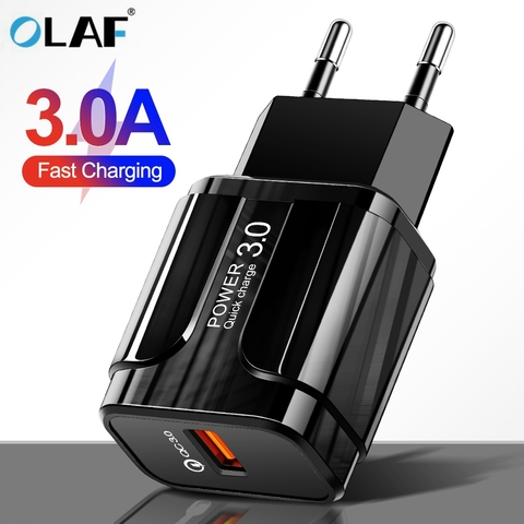 3A Quick Charge 3.0 USB Charger EU US Mobile Phone Charger Adapter for iPhone Xs MAX 7 8 QC3.0 Fast Charging for Samsung Xiaomi ► Photo 1/6