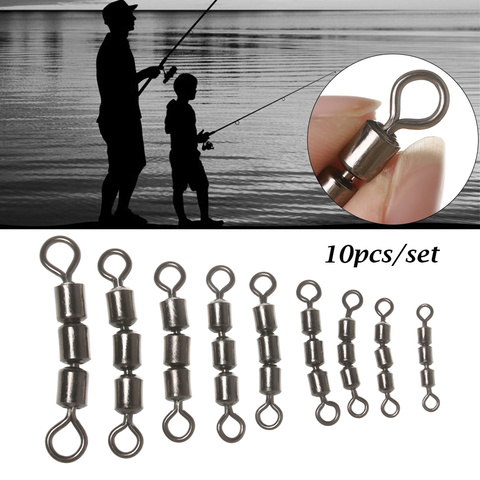 10 PCs/Set Stainless Steel Safe Fishing Swivels Rolling Triple Corrosion Resistant Lightweight Hook Connector Fishing Tackle ► Photo 1/6