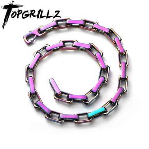 TOPGRILLZ 10mm Stainless Steel Necklace Color Matching Gold Plated Stitching Necklace Hip Hop Rock Fashion Jewelry For Men Women ► Photo 1/6