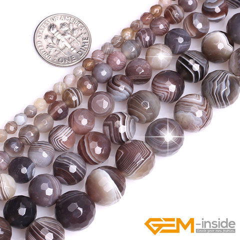 Natural Botswana Agates Round Faceted Beads For Jewelry Making Strand 15