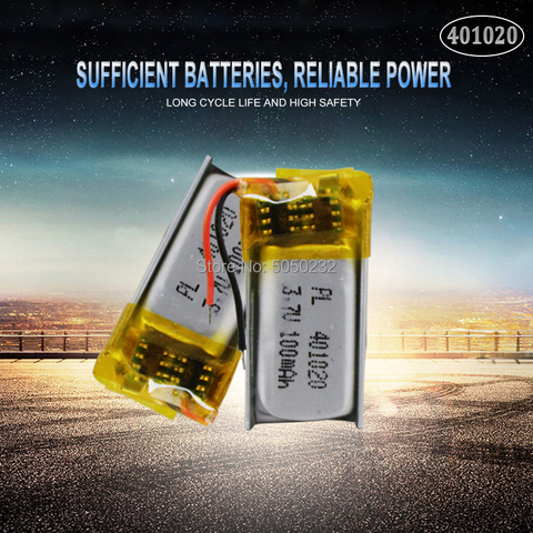 2pc 50mah 3.7v 401020 Li-lon polymer Rechargeable Battery For Toys Cars Bluetooth speaker Bluetooth headset digital products ► Photo 1/5
