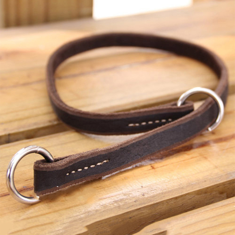 Comfortable Real Leather Dog Collar P Chain pet Collars Genuine Leather Training Collar adjustable For Small Medium Large Dogs ► Photo 1/6