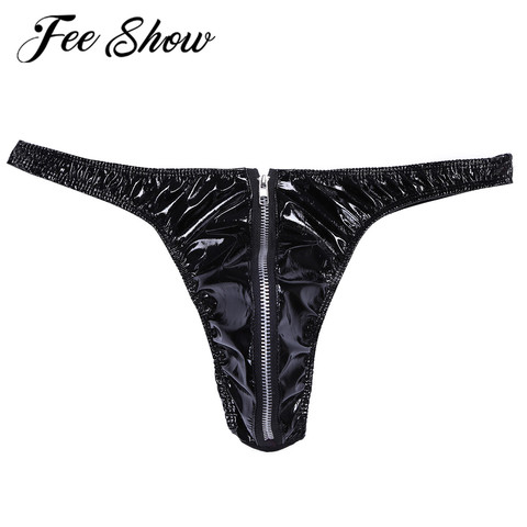 Sexy Men Latex Zipper Underpants Sex Mens Leather Bikini Briefs Underwear Gay Erotic Lingerie G-Strings and Thongs Sissy Panties ► Photo 1/6