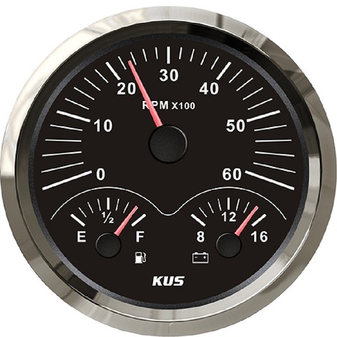 KUS 110mm 3 in 1 Multifunctional Gauge Meter Tachometer Fuel Level 12V Voltmeter With Red/Yellow Backlight ► Photo 1/3