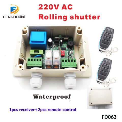 220V Roller Shutters wireless Motor Receiver for Garage Door Controller Remote Universal 2 Channel Receiver 1*receiver+2*remote ► Photo 1/3