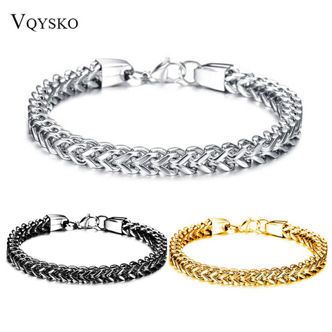 Three Color 316L Stainless Steel Chain Mens Bracelets Bangles Fashion Jewelry ► Photo 1/6