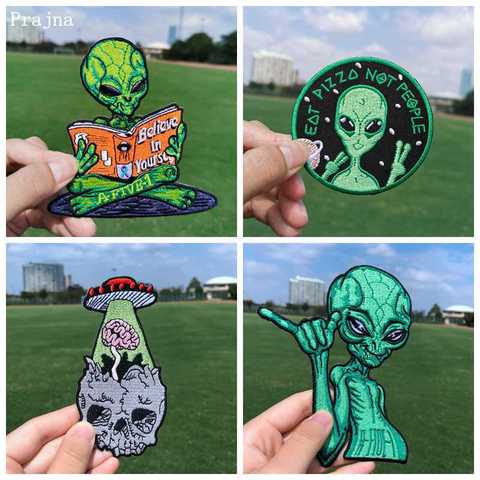 Prajna UFO Patch Iron On Patches On Clothes Heat-adhesive Embroidered Patches For Clothing Alien Patch For Clothes Jackets DIY ► Photo 1/6