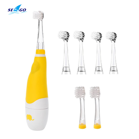 Seago Kids Baby Sonic Electric Toothbrush Battery for 0-4 Ages Powered with Led Light Timer Replacement Brush Heads ► Photo 1/1