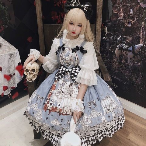 Japanese Gothic Lolita Dress Girls Vintage Dark Funeral Lolita Jsk Dress Women Harajuku Cool Sleeveless Punk Suspender Dresses ► Photo 1/6