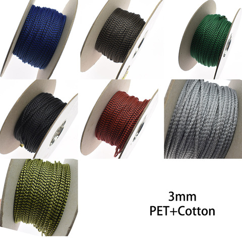 3M 3mm PET Nylon Braided Cable Sleeving Shielding Sheathing Auto Wire Harnessing Protection Expandable Cable Sleeve 12 Colors ► Photo 1/1