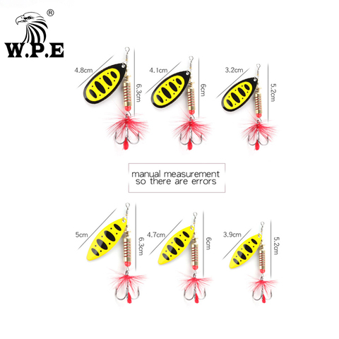 W.P.E New Spinner Lure Hard Bait 1pcs 6.5g/10g/13.5g Spoon Lure Metal Lure Feather Treble Hook Fishing Tackle Bass Fishing Pesca ► Photo 1/6