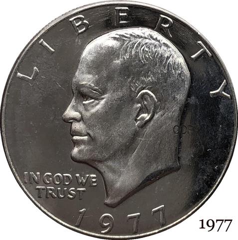 United States America 1977 Liberty In God We Trust  US  1 One Dollar President Eisenhower Cupronickel Silver Plated Copy Coin ► Photo 1/1