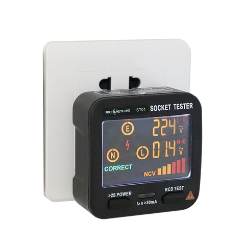 RICHMETERS Digital voltager Socket Tester LCD Display Plug non contact voltage testers Socket Outlet electricity Tester NCV ► Photo 1/6
