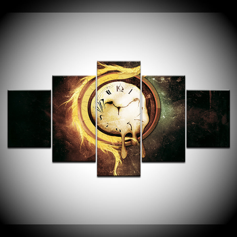 Wall Art Painting Canvas 5 Panels Canvas Art Vintage Watch Melted clocks Prints Pictures Home Living Room Decor ► Photo 1/6