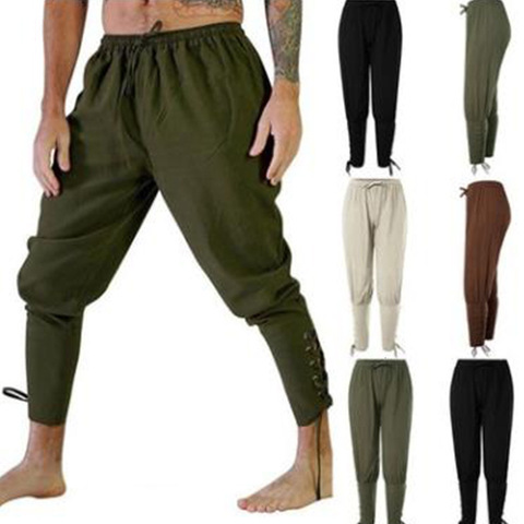 Men Medieval Cosplay Costumes Pirate Viking Fitness Casual Trousers Renaissance Leg Bandage Loose Harem Pants Halloween Outfits ► Photo 1/6