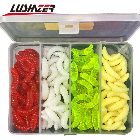 100pcs/lot fishing lure soft maggot worm 2.4cm 0.5g silicone bait isca artificial lote lures bass tackles fishing accessories ► Photo 1/6