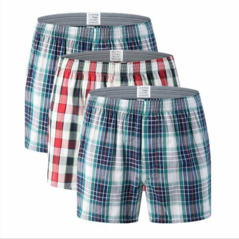Men's Cotton Shorts Plaid Mid Waist Underwear Plus Size Pants Men Boxer Homme Boxers Homem Boxershort Panties ► Photo 1/6