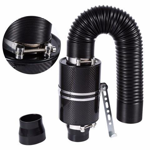 1 Set Universal Car 3 inch Carbon Fibre Cold Air Filter Feed Enclosed Intake Induction Pipe Hose Kit Universal ► Photo 1/6
